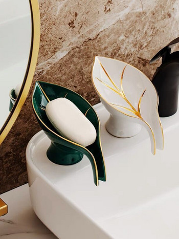 Луксозна керамична креативна кутия за сапун Дренаж Поставка за сапун Домакинска тоалетна Поставка за чиния за сапун Без пробиване