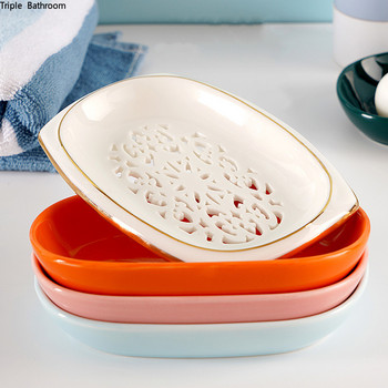 1 τεμ. Marbling Ceramics Πιάτο σαπουνιού Nordic Style Στρογγυλό Σχήμα Σπίτι Μπάνιο Κουτί σαπουνιού Δοχείο Αξεσουάρ μπάνιου Προμήθειες