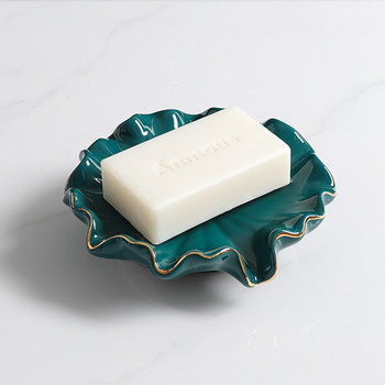 Προμήθειες μπάνιου Βάση σαπουνιού αποστράγγισης Δοχείο σαπουνιού Αποθήκευση μπάνιου Σχάρα σαπουνιού Κουτί σαπουνιού Κεραμική βάση σαπουνιού σε σχήμα φύλλου Lotus