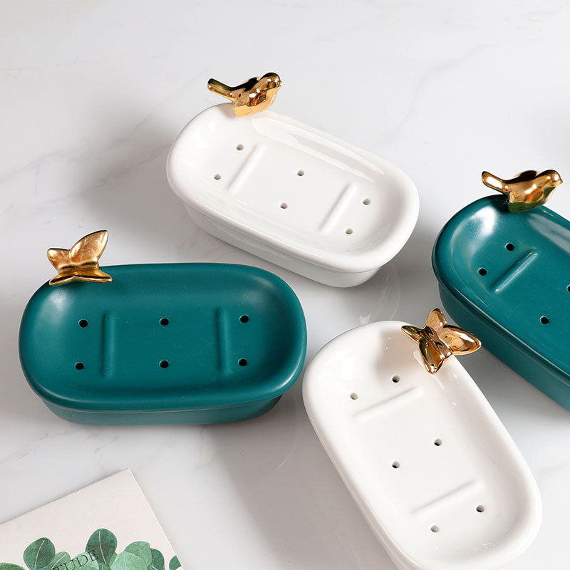 Fürdőszoba kellékek Lefolyószappantartó Szappantartó Szappandoboz Kétrétegű szappantartó Aranyozott WC-fürdőszappantartó
