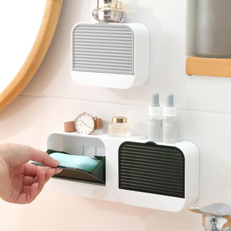 1/2 rácsos leeresztő szappantartó kihajtható szappandoboz fürdőszobai kiegészítők tárolódoboz Fióktálca polc falra szerelhető, szabad perforáció