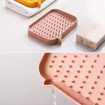 Силиконова поставка за сапун Поставка за съхранение Дренажна кутия за сапун Неплъзгаща се тава Домашен органайзер Кухня Аксесоари за баня за гъба Четка