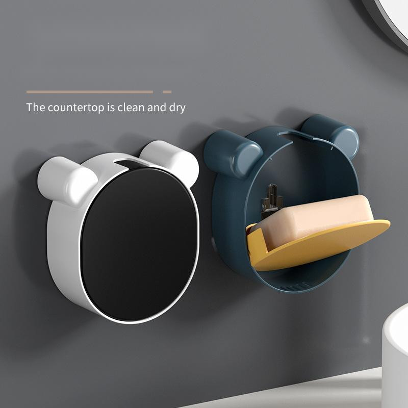 Crtani medvjed Zidni držač za sapun Odvod Kutija za sapun WC Viseći stalak za pohranu Kupaonski samoljepljivi dodaci bez bušenja