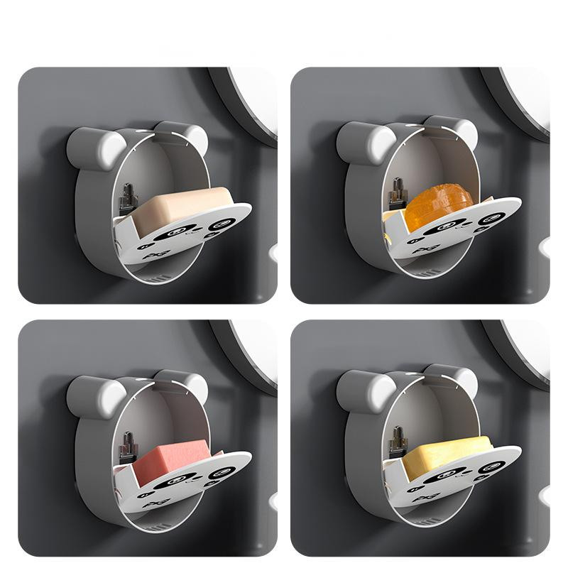 Crtani medvjed Zidni držač za sapun Odvod Kutija za sapun WC Viseći stalak za pohranu Kupaonski samoljepljivi dodaci bez bušenja