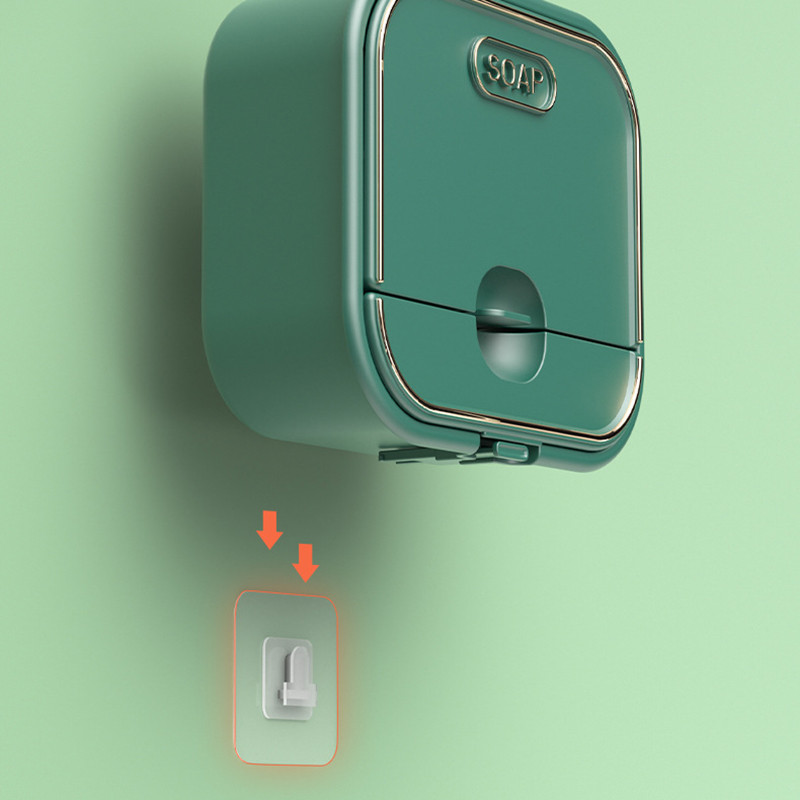 Kutija za držač sapuna Flip to Open/Close Ljepljiva posuda za sapun otporna na prskanje sa skupljačem vode i vješalicom za kupaonicu i kuhinju M56