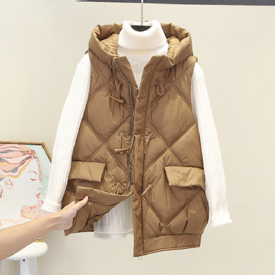 Női mellény kapucnival és cipzárral