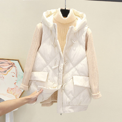 Női mellény kapucnival és cipzárral