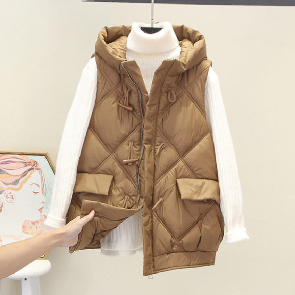 Női mellény kapucnival és cipzárral