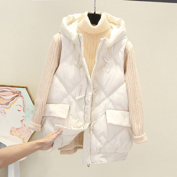 Női mellény kapucnival és cipzárral