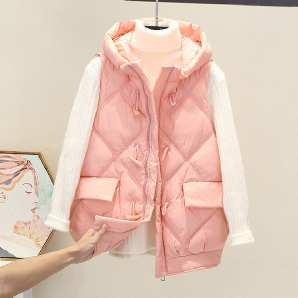 Női mellény kapucnival és cipzárral