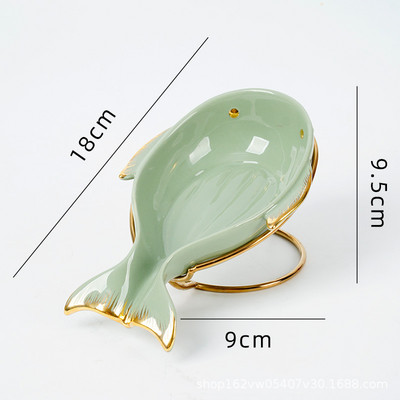 Prekrasan keramički odvodni stalak za sapun s metalnim nosačem Posuda za sapun u obliku kita za stol za pranje Kupaonica Posuda za pohranu tuša