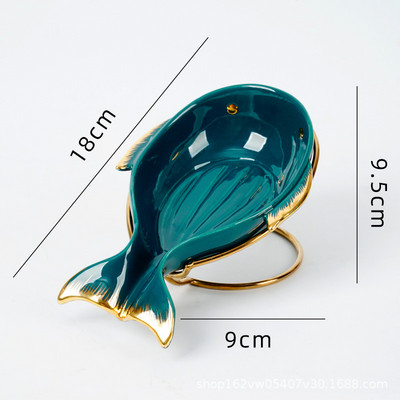 Prekrasan keramički odvodni stalak za sapun s metalnim nosačem Posuda za sapun u obliku kita za stol za pranje Kupaonica Posuda za pohranu tuša