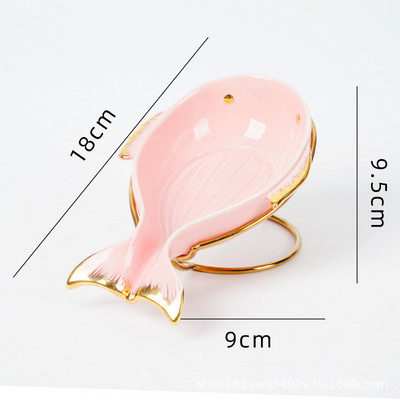 Prekrasan keramički odvodni stalak za sapun s metalnim nosačem Posuda za sapun u obliku kita za stol za pranje Kupaonica Posuda za pohranu tuša