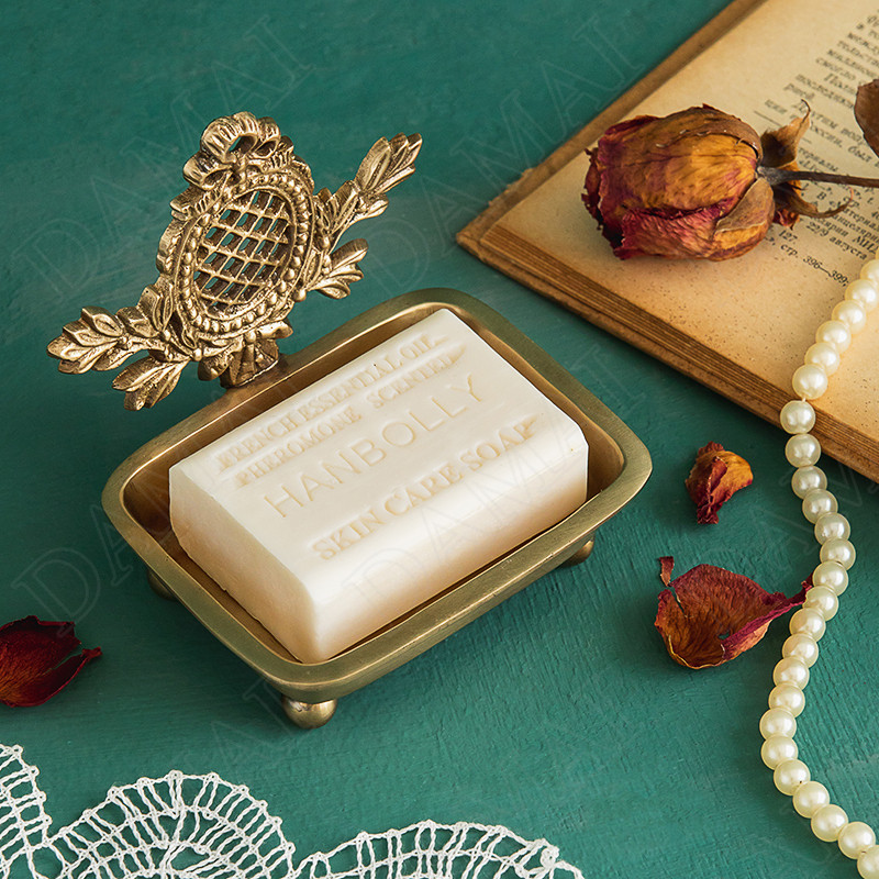 Paauksuota amatų metalinė muilo dėžutė Retro raižyta dekoratyvinė dušo laikymo padėklai tualetinis staliukas papuošalų organizatorius namų dekoravimas