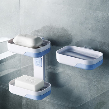 Кутия за домашен сапун Без перфорация Комплекти аксесоари за баня Креативен дренаж за душ Поставка за сапун Стенен многослоен багажник за съхранение