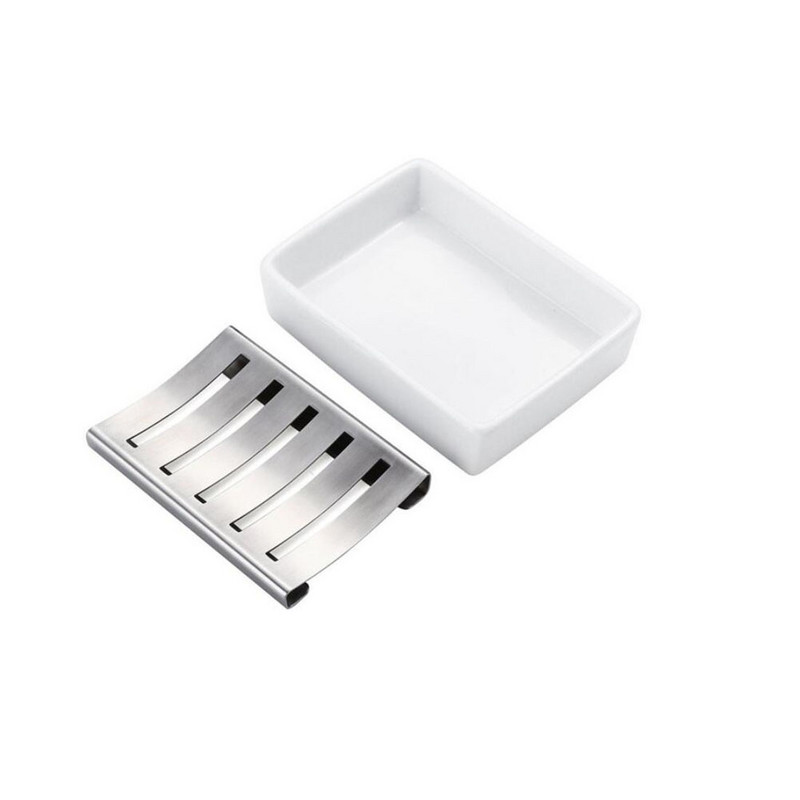 Pravokutna kutija za sapun Filter od nehrđajućeg čelika 304 s keramičkom posudom za sapun Kutija za sapun za čišćenje