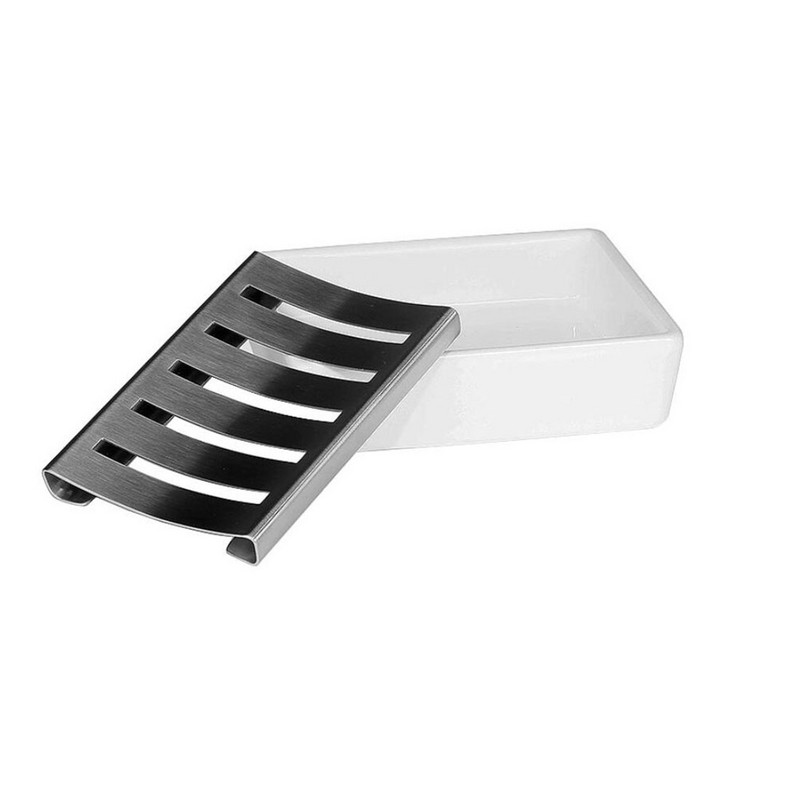 Pravokutna kutija za sapun Filter od nehrđajućeg čelika 304 s keramičkom posudom za sapun Kutija za sapun za čišćenje