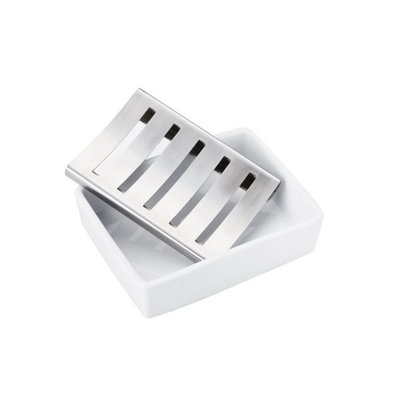 Pravokutna kutija za sapun Filter od nehrđajućeg čelika 304 s keramičkom posudom za sapun Kutija za sapun za čišćenje