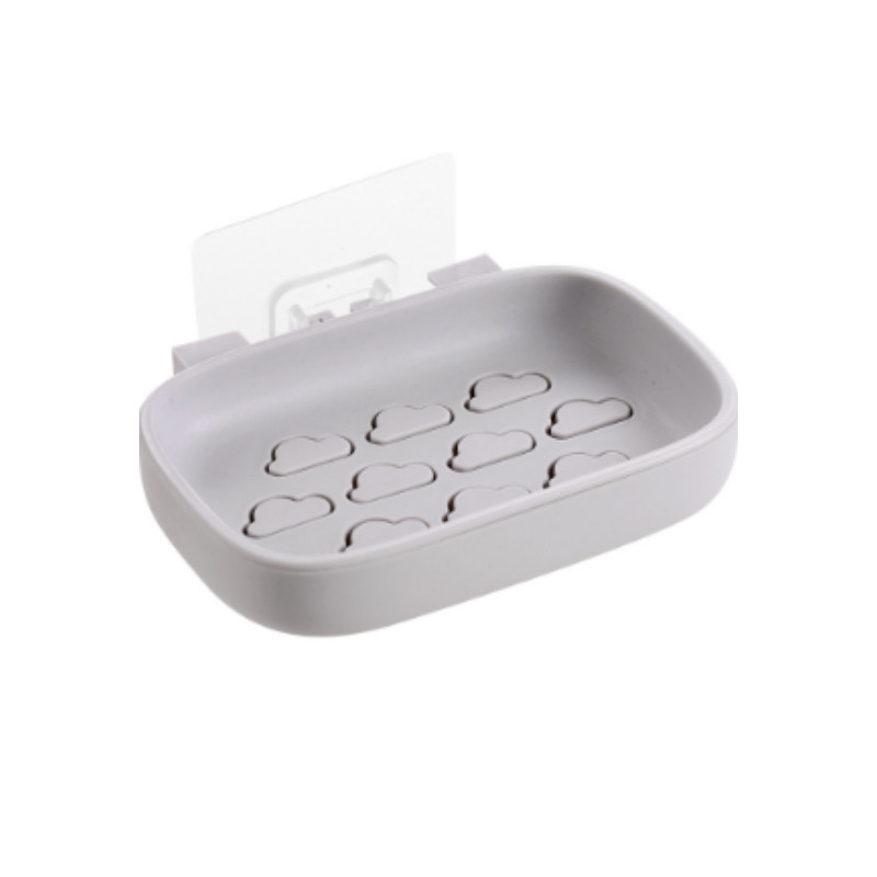 Cloud Double Drain Πιάτο Σαπουνιού Αξεσουάρ Μπάνιου Κουζίνας Βεντούζα Επιτοίχιας Πιάτο Σαπουνιού χωρίς τρυπητή Βάση οικιακού σαπουνιού