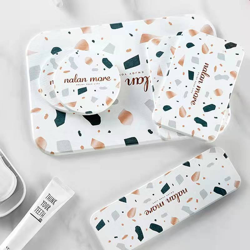 Diatominis purvą sugeriantis padėklas praustuvas padėkliukas diatomito muilo indai muilo laikiklis greitai džiūstantis puodelio kilimėlis vonios reikmenų rinkinys