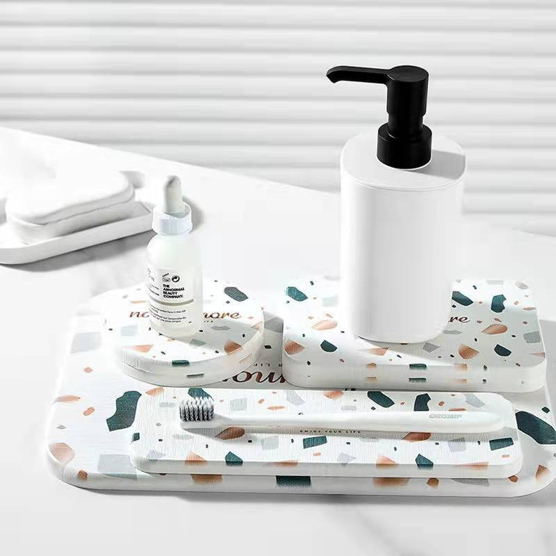 Diatominis purvą sugeriantis padėklas praustuvas padėkliukas diatomito muilo indai muilo laikiklis greitai džiūstantis puodelio kilimėlis vonios reikmenų rinkinys