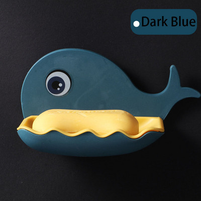 Cutie de săpun cu balenă din desene animate, drăguță, fără perforații, ventuză montată pe perete, acasă, baie, toaletă, suport de scurgere, recipient pentru săpun, tavă organizatoare