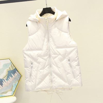 Naujo modelio moteriška liemenė su gobtuvu ir spauda