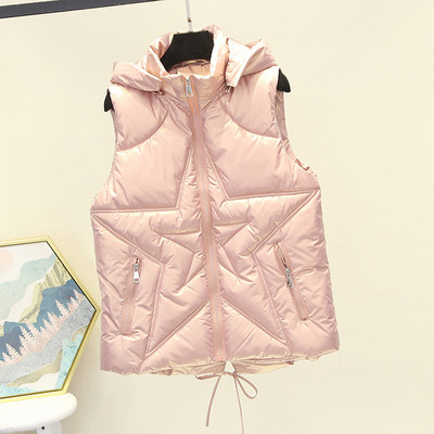 Naujo modelio moteriška liemenė su gobtuvu ir spauda