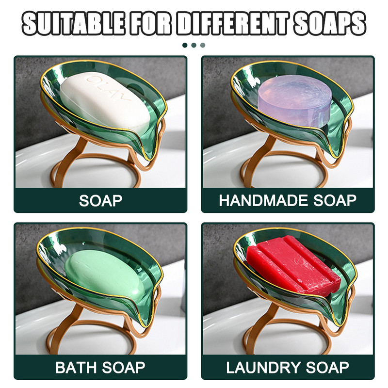 Držač sapuna od nehrđajućeg čelika Oblik lista Samodreinirajuća posuda za sapun za tuš Kupaonski umivaonik Držač sapuna Kutija Potrepštine Gadgeti