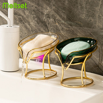 Луксозна кутия за сапун във формата на листа Поставка за сапунерка за баня Отцеждаща се тава за сапун за душ Поставка за съхранение Консумативи за баня