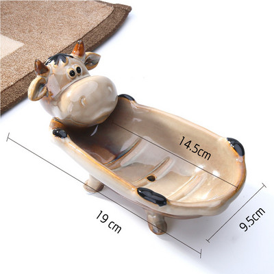 Nordijski crtani film Svinja Krava Keramička posuda za sapun Donje rublje Spremnik za sapun Nakit Sat Stalak za pohranu Hotelski dom Kupaonski ukras Poklon