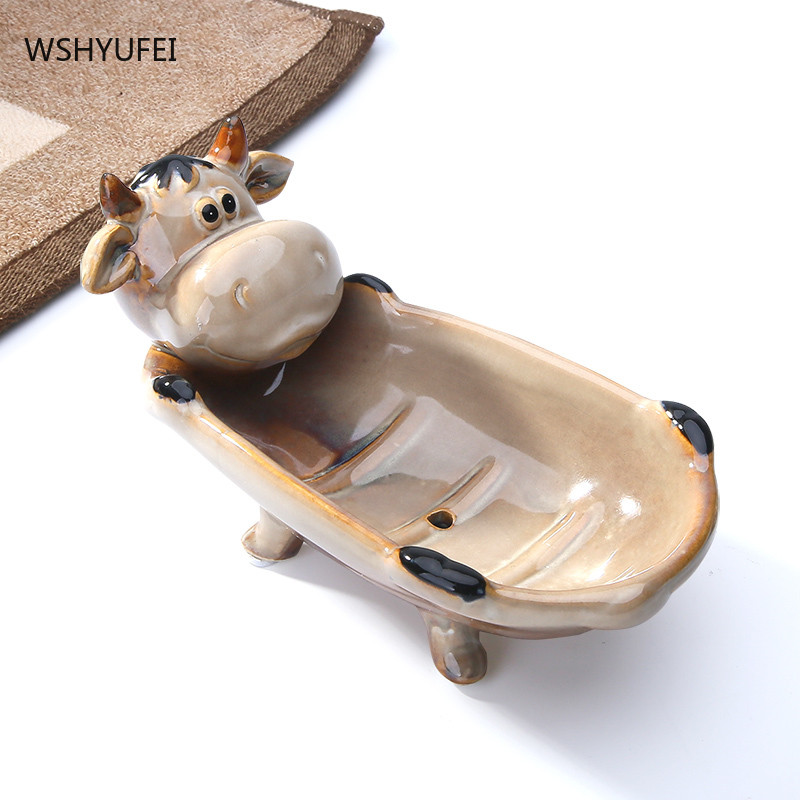 Nordijski crtani film Svinja Krava Keramička posuda za sapun Donje rublje Spremnik za sapun Nakit Sat Stalak za pohranu Hotelski dom Kupaonski ukras Poklon