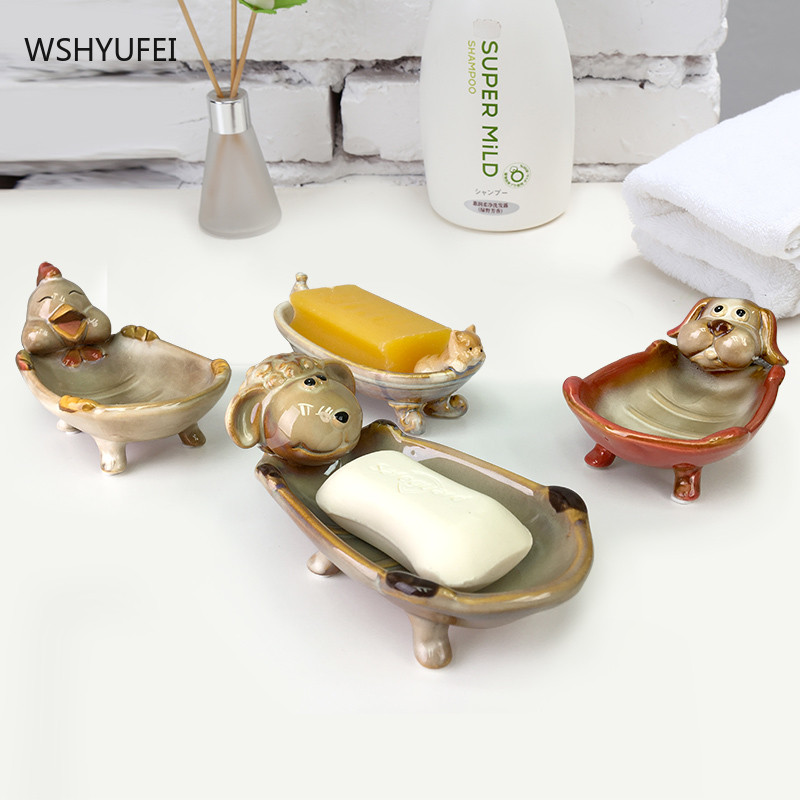 Nordijski crtani film Svinja Krava Keramička posuda za sapun Donje rublje Spremnik za sapun Nakit Sat Stalak za pohranu Hotelski dom Kupaonski ukras Poklon