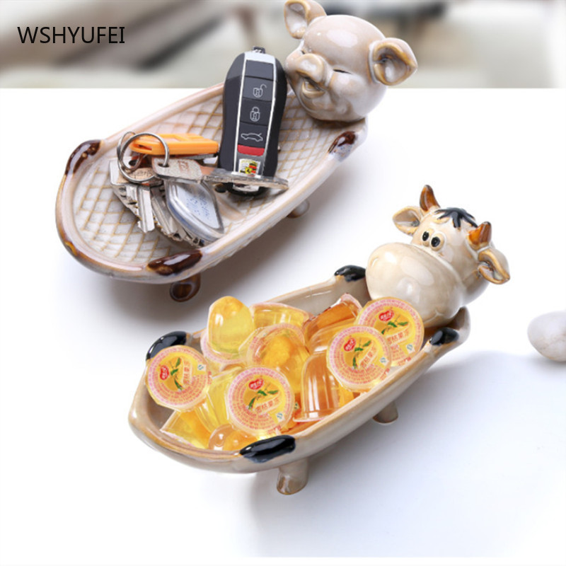 Nordijski crtani film Svinja Krava Keramička posuda za sapun Donje rublje Spremnik za sapun Nakit Sat Stalak za pohranu Hotelski dom Kupaonski ukras Poklon