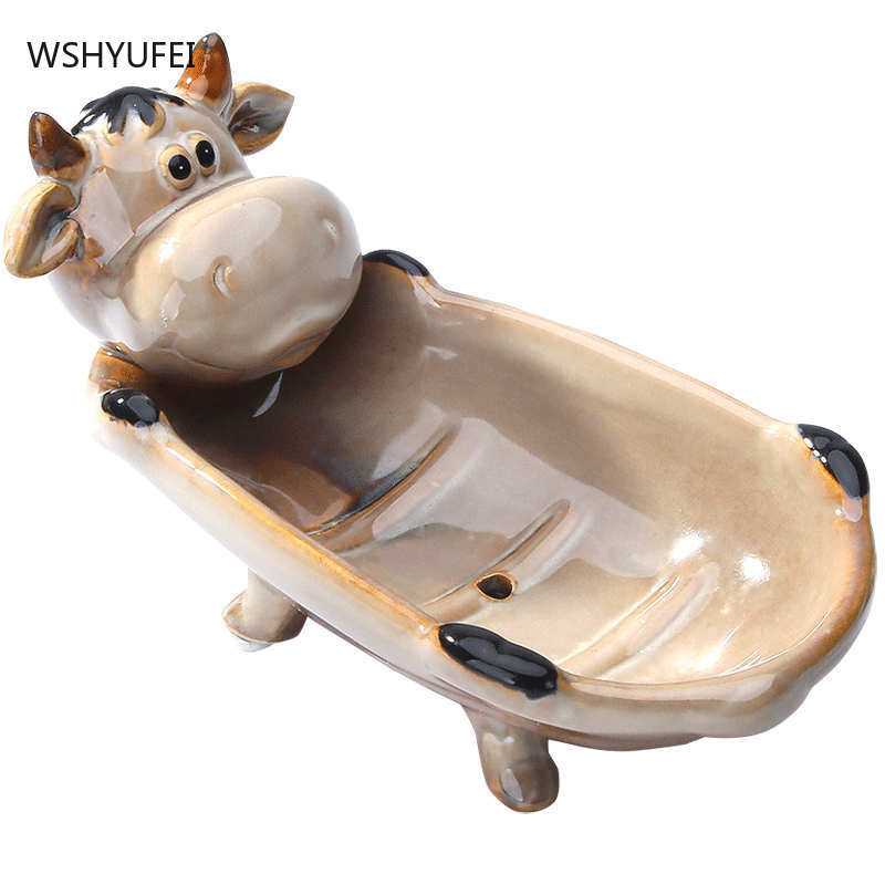 Nordijski crtani film Svinja Krava Keramička posuda za sapun Donje rublje Spremnik za sapun Nakit Sat Stalak za pohranu Hotelski dom Kupaonski ukras Poklon