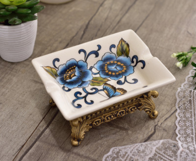 Vintažinė keraminė tualetinio muilo dėžutė europietiško stiliaus Kūrybiškos praktiškos rankų darbo muilo indai Vonios kambarys Virtuvės muilo laikiklis LF876