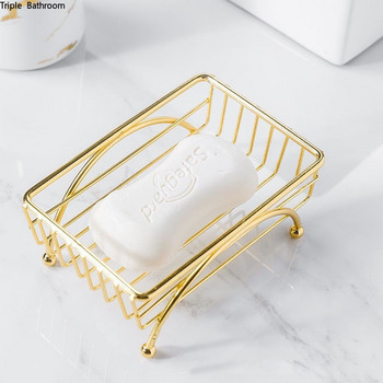 1 τεμ. Χρυσό ανοξείδωτο ατσάλι Κουτί Σαπουνιού Ελαφρύ Πολυτελές Ορθογώνιο Σπίτι Μπάνιο Σαπουνιού Πιάτο Δοχείο αποθήκευσης μπάνιου