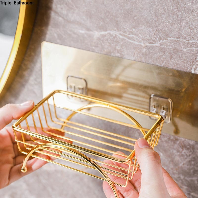 1 db arany rozsdamentes acél szappantartó doboz könnyű luxus téglalap otthoni fürdőszobai szappantartó tartály fürdőszobai tároló kellékek