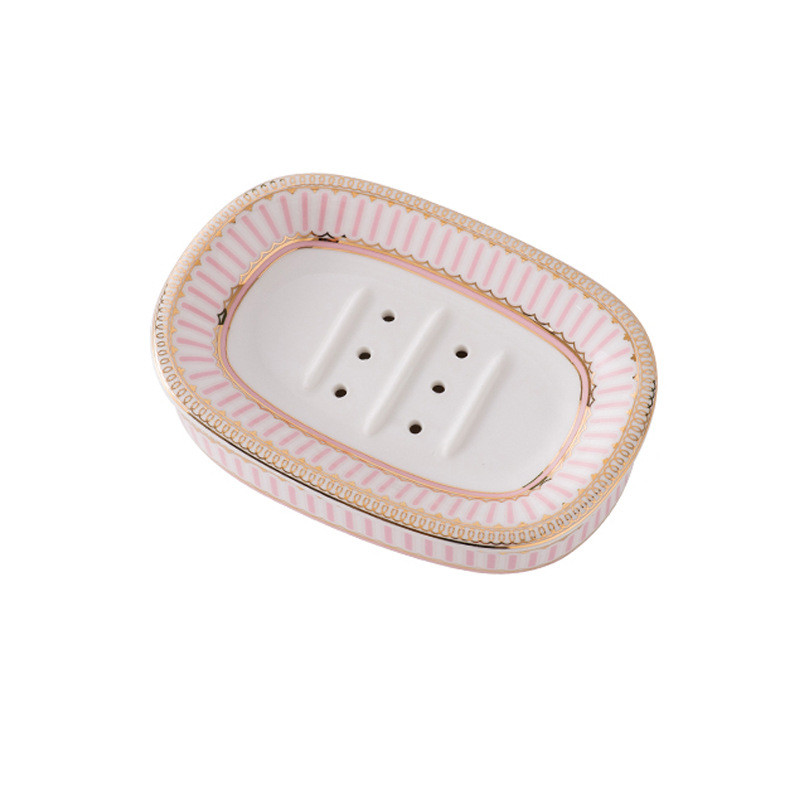 Nordic Home and Hotel Gold Inlay Dviejų sluoksnių muilo laikiklis Vonios Keraminė muilo indas su kanalizacija Porte Savon