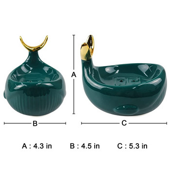 Керамична сапунерка във формата на кит с дренаж Керамична кутия за сапун Душ за баня Рамка за пръстен с рибена опашка Кутия за сапун