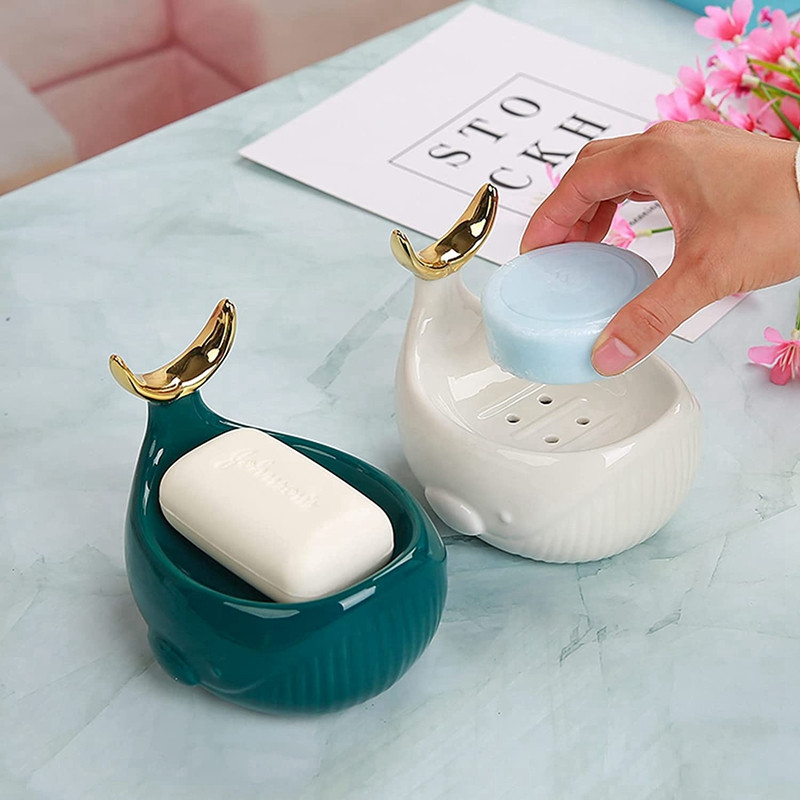 Banginio formos keraminė muilo indas su nutekėjimo juostele Keraminė muilo dėžutė Vonios kambarys Dušas Žuvies uodegos žiedo rėmas Muilo dėžutė