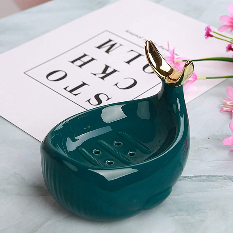 Banginio formos keraminė muilo indas su nutekėjimo juostele Keraminė muilo dėžutė Vonios kambarys Dušas Žuvies uodegos žiedo rėmas Muilo dėžutė