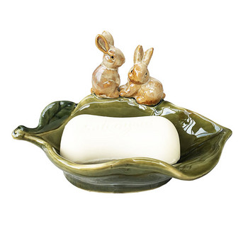 Cute Porcelain Bunny Lovers Πιάτο σαπουνιού Διακοσμητικό Κεραμικό Λαγός Μινιατούρα Σαπουνόθήκη Στολίδι Μπάνιου Δώρο Αξεσουάρ χειροτεχνίας