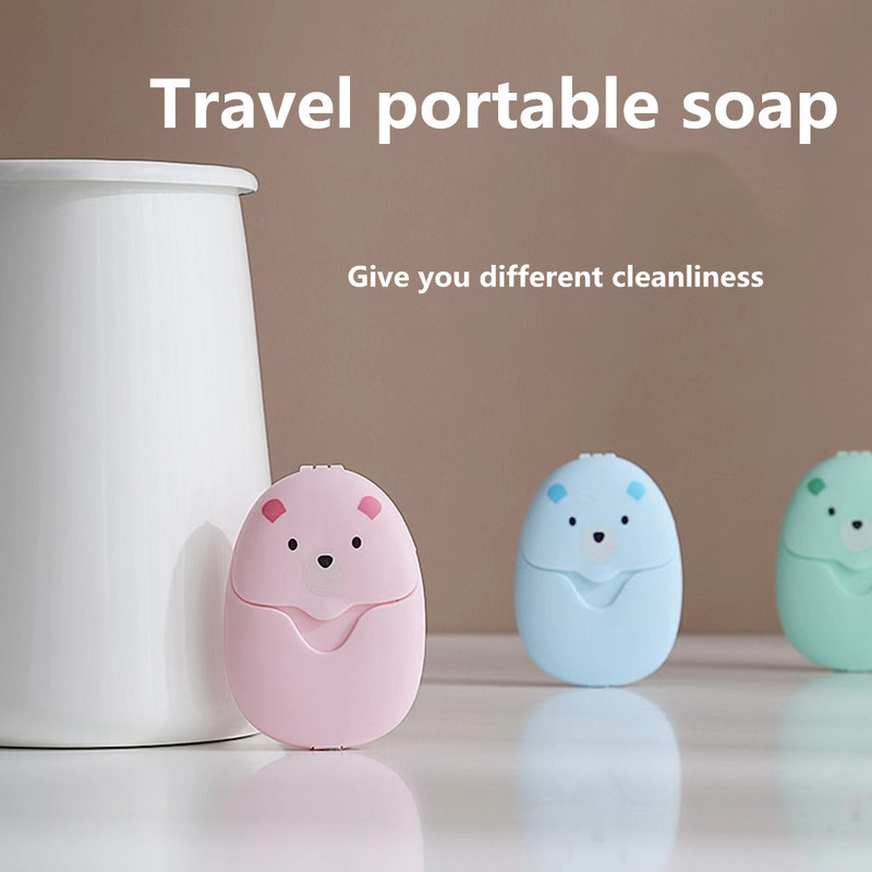 50db / Eldobható Mini Utazási Szappan Papír Kézmosás Fürdőszoba takarítás Hordozható dobozos hab illatú ágynemű