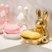 Prabangus nutekėjimo muilo padėklas Keraminis triušio muilo indas Kūrybinė muilo dėžutė Dušo muilo laikiklis Mielas laikymo padėklas vonios reikmenys