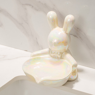 Prabangus nutekėjimo muilo padėklas Keraminis triušio muilo indas Kūrybinė muilo dėžutė Dušo muilo laikiklis Mielas laikymo padėklas vonios reikmenys