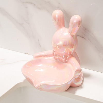 Prabangus nutekėjimo muilo padėklas Keraminis triušio muilo indas Kūrybinė muilo dėžutė Dušo muilo laikiklis Mielas laikymo padėklas vonios reikmenys