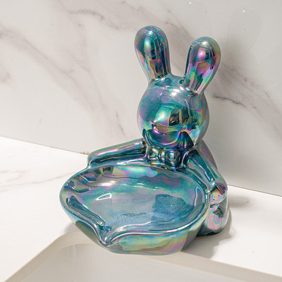 Prabangus nutekėjimo muilo padėklas Keraminis triušio muilo indas Kūrybinė muilo dėžutė Dušo muilo laikiklis Mielas laikymo padėklas vonios reikmenys