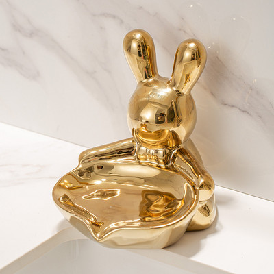 Prabangus nutekėjimo muilo padėklas Keraminis triušio muilo indas Kūrybinė muilo dėžutė Dušo muilo laikiklis Mielas laikymo padėklas vonios reikmenys