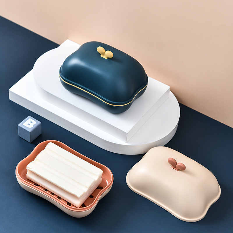 Nešiojamo muilo dėklo laikiklio sandarinimo dėžutė Dvisluoksnė nutekėjimo lentyna Lėkštės indų lentyna su dangčiu Virtuvė Namų vonios kambarys Dušas